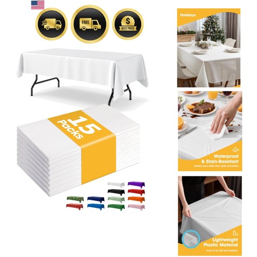 White plastic table cloth 15 - white,